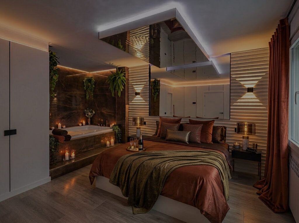 Una de las habitaciones del chalet de la casa